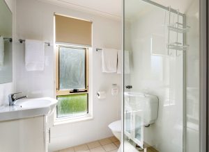 Photo of the bathroom in Corfu Apartments in Glenelg