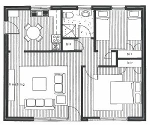 Floor plan of a typical apartment at Ellis Apartments